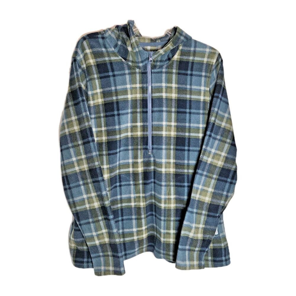 O'Neill Quarter Zip Pullover Hoodie Women L Midweight Plaid Fleece Pockets Surf
